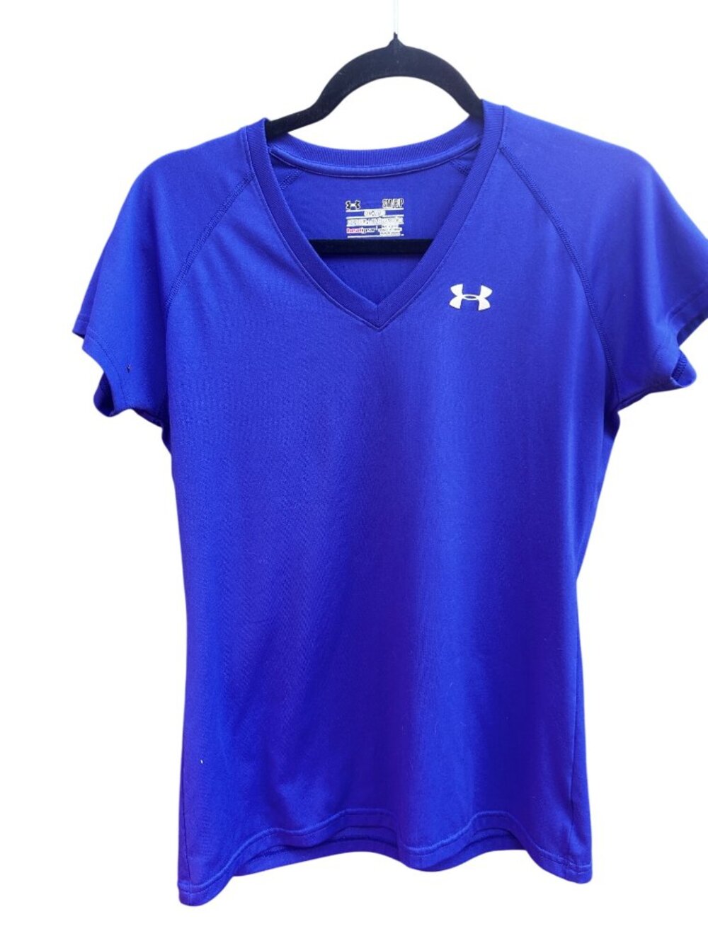 Under Armour Womens HeatGear Semi-Fitted V-Neck T-Shirt Purple Size Small 1945